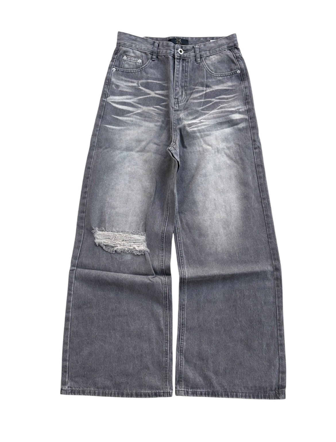WIDE LEG THRASHED DENIM